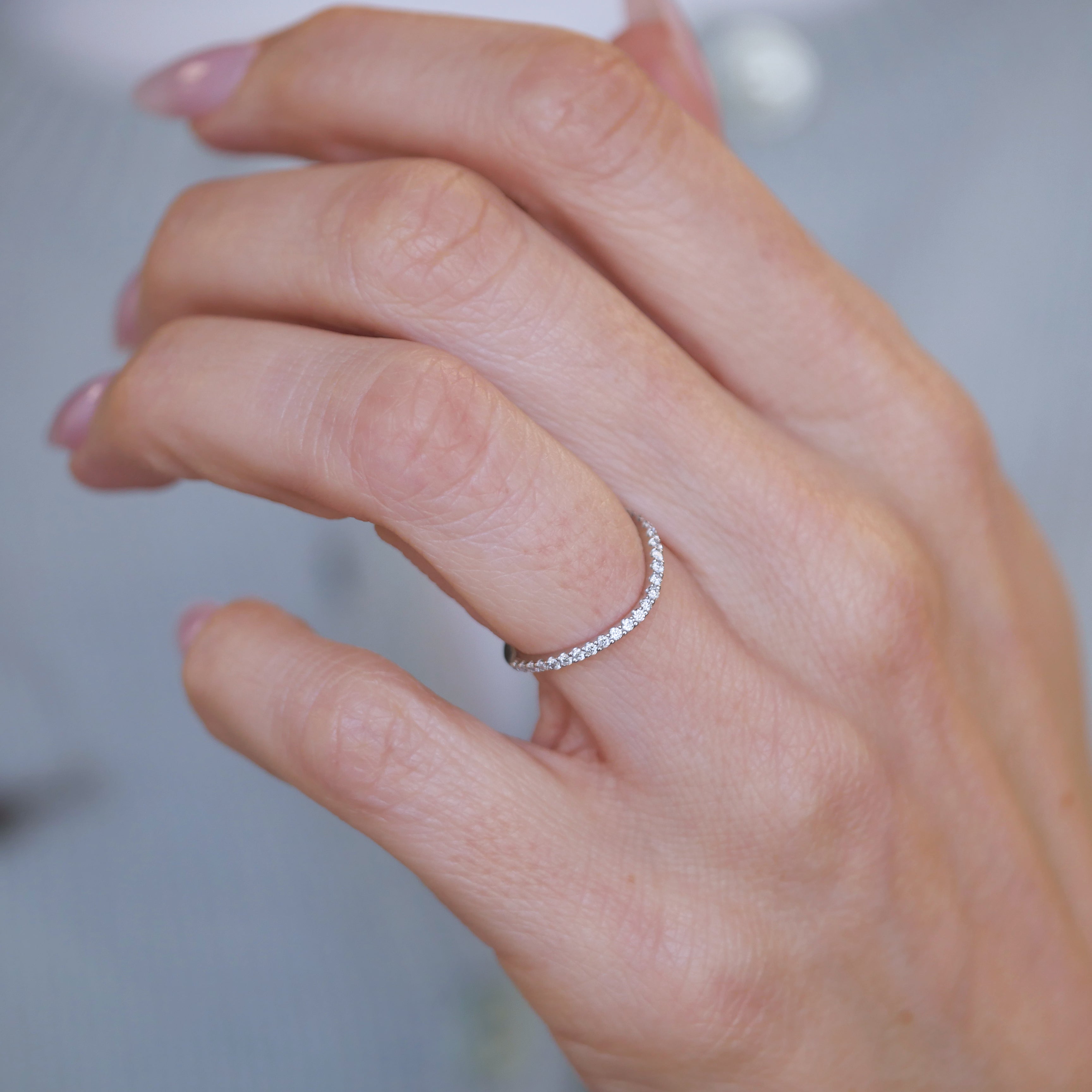 0.25 TCW Round Shaped Half Eternity Lab Grown Diamond Wedding Band